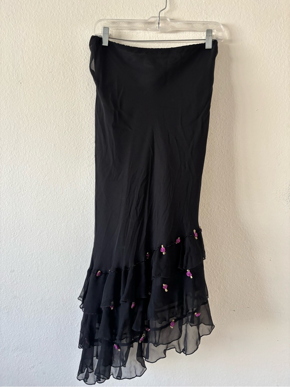 Vintage Silk Fairycore Black maxi skirt